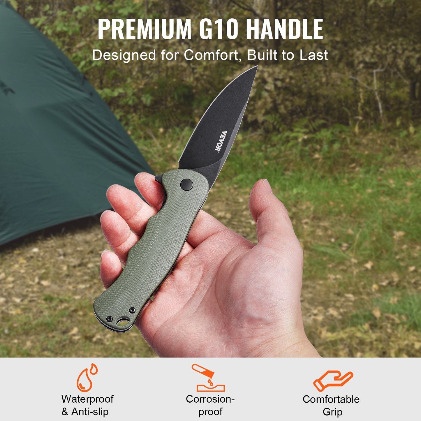 Folding Pocket Knife | 3.5" D2 Blade, G10 Handle