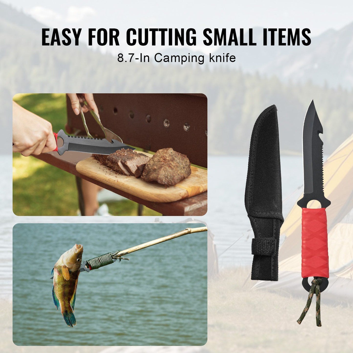 Camping Hatchet & Machete Set | Hunting Knife, Flashlight & Paracord