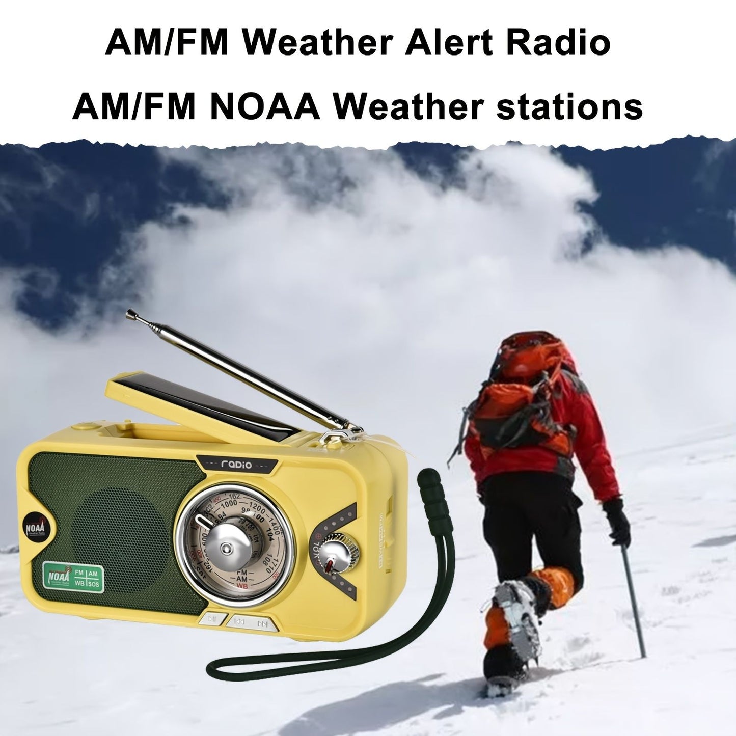 3600mAh Emergency Radio | NOAA, AM/FM, Bluetooth, Solar/USB Charging