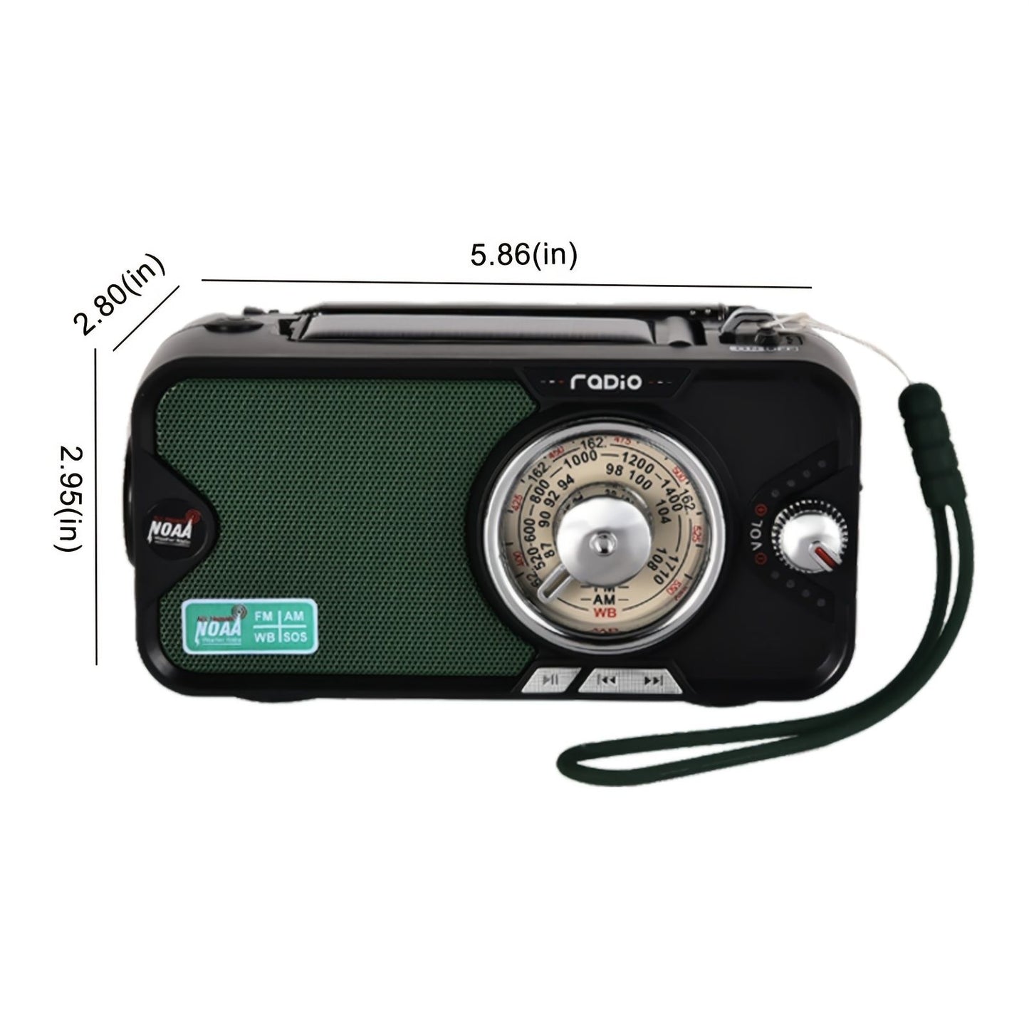 3600mAh Emergency Radio | NOAA, AM/FM, Bluetooth, Solar/USB Charging