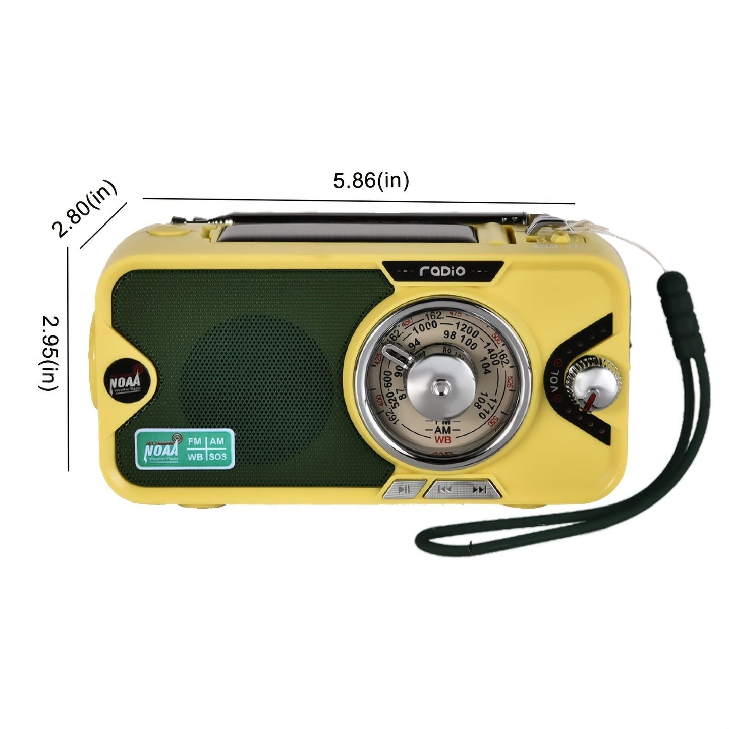 3600mAh Emergency Radio | NOAA, AM/FM, Bluetooth, Solar/USB Charging