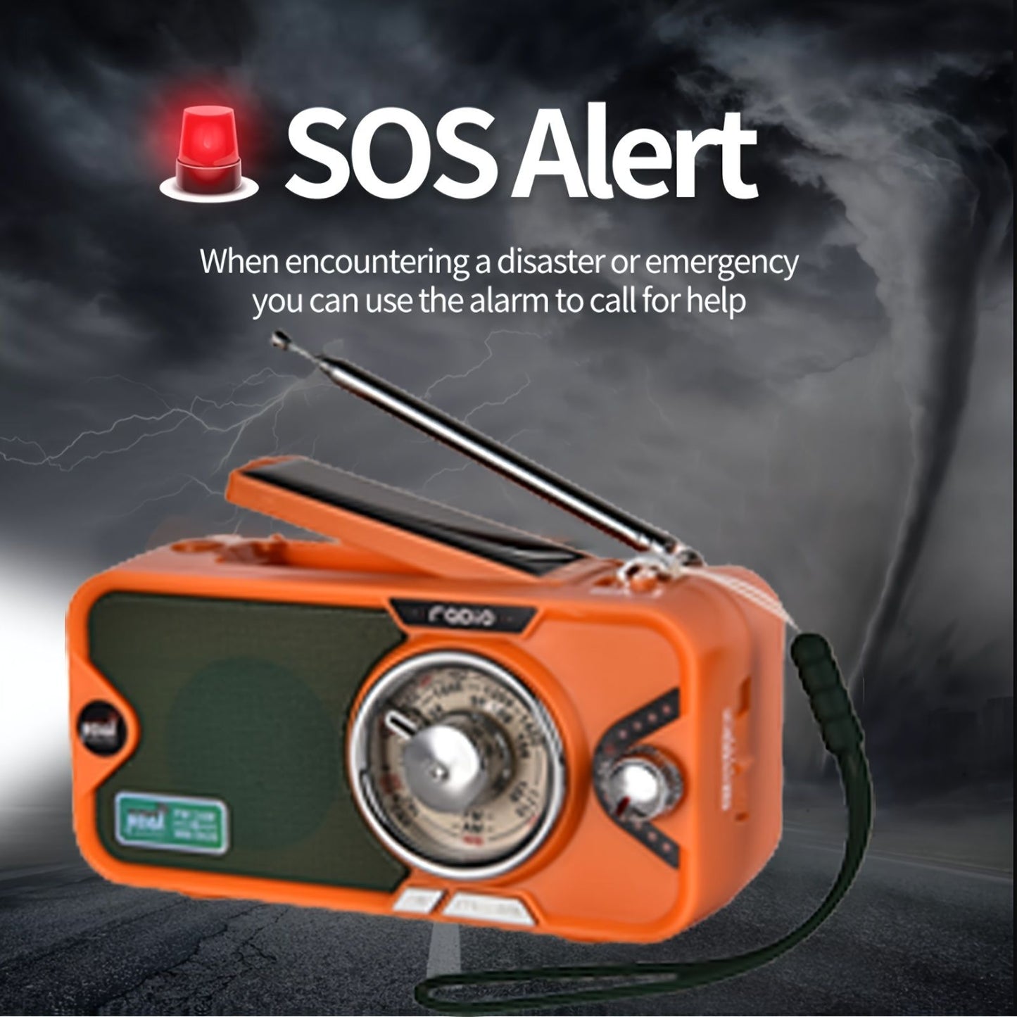 3600mAh Emergency Radio | NOAA, AM/FM, Bluetooth, Solar/USB Charging