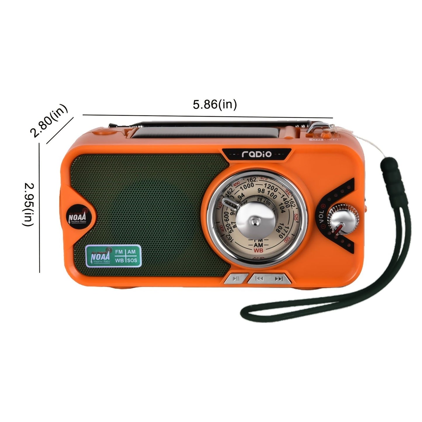 3600mAh Emergency Radio | NOAA, AM/FM, Bluetooth, Solar/USB Charging