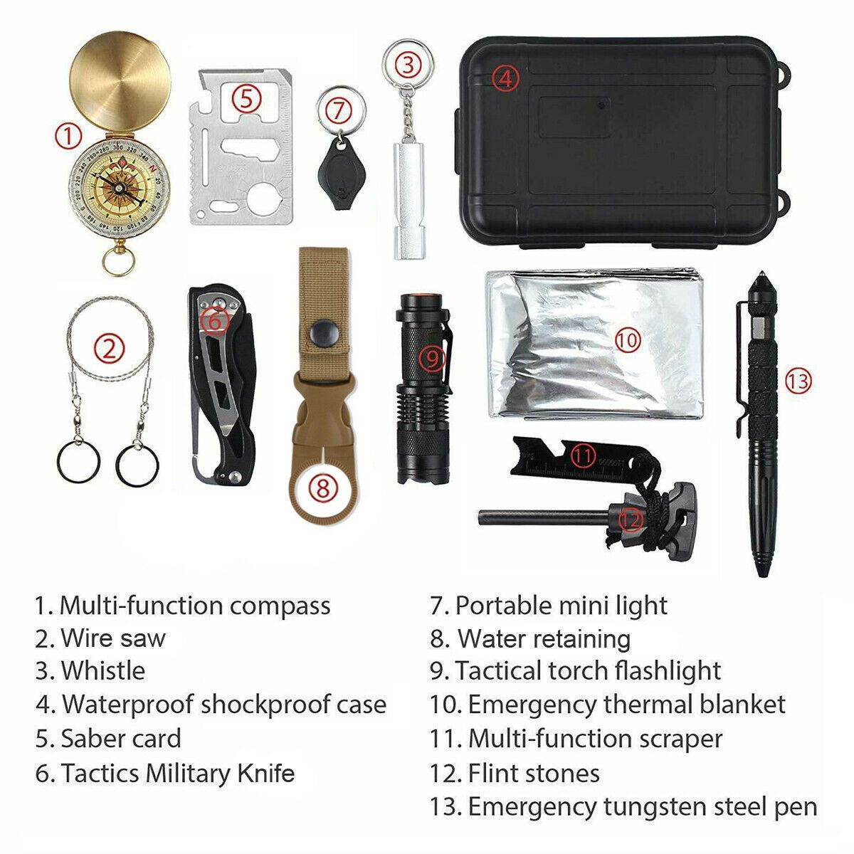 14-in-1 Outdoor Survival Kit | Tactical Tools & EDC Case