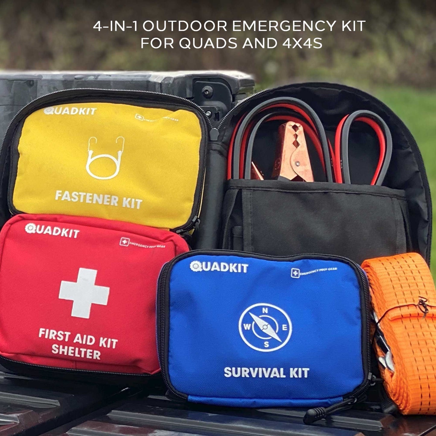 QUADKIT ATV Emergency Kit | 106 Pieces, 4-in-1 Auto & First Aid